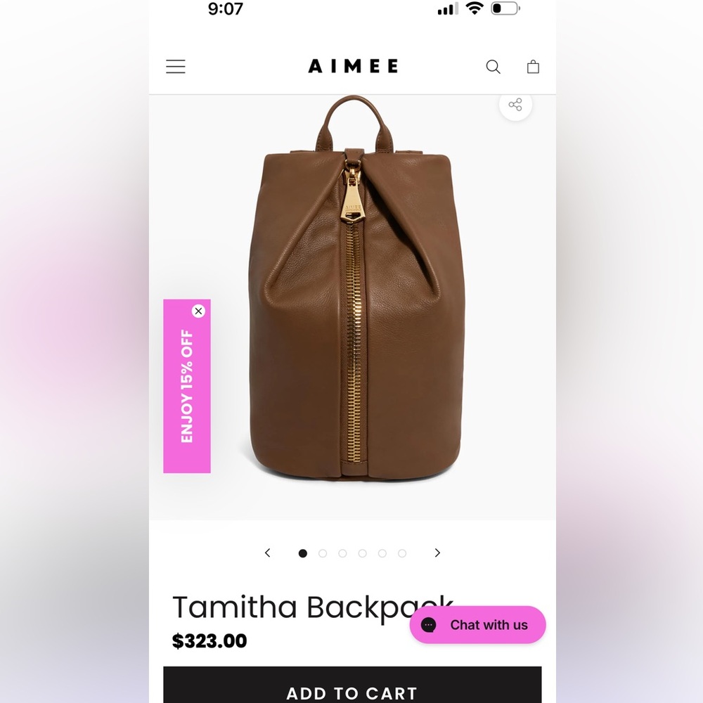 Aimee Kestenberg light pink backpack